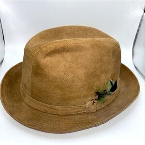 Vintage JA Miller Co Minneapolis Minnesota Brown Suede Fedora Men’s Size M